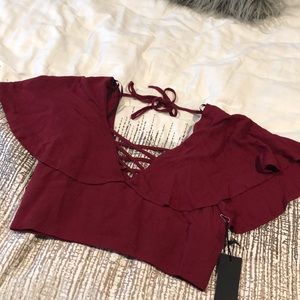Forever 21 cropped maroon top